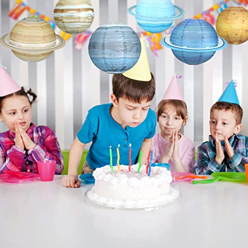 Fontien 8 PCS Planet Paper Lanterns, 12 Inch Outer Space Party Decorations, Solar System Planets Lantern for Kids Space Theme Party Birthday Room Decorations