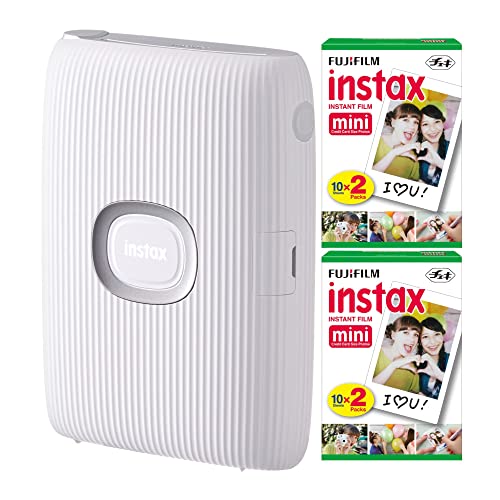 Fujifilm Instax Mini Link Smartphone Printer (Ash White) + Film (40 Sheets) - Bundle