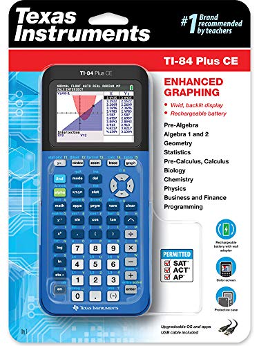 Texas Instruments TI-84 Plus CE Color Graphing Calculator, Bionic Blue