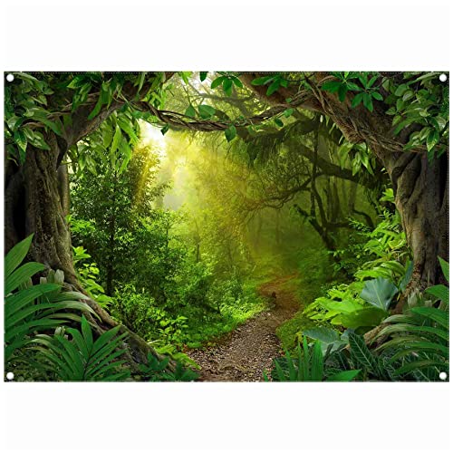 Swepuck 7x5ft Jungle Forest Photography Backdrop Tropical Rainforest Natural Scenery Background Safari Kids Adults Party Decoration Photo Booth Props