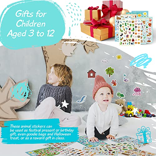 Sinceroduct Animal Stickers Assortment Set, 8 Sheets (1800+ Count), 16 Themes Collection for Kids, Children, Teacher, Parent, Grandparent, School