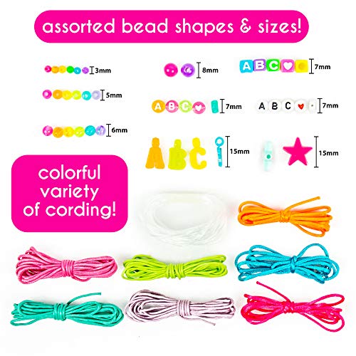 Just My Style ABC Beads by Horizon Group Usa, 1000+ Charms & Beads, Alphabet Charms, Accent Beads, Seed Beads, Star Beads, Wax Beading Cord, Satin Cord & Key Ring Included, Bright