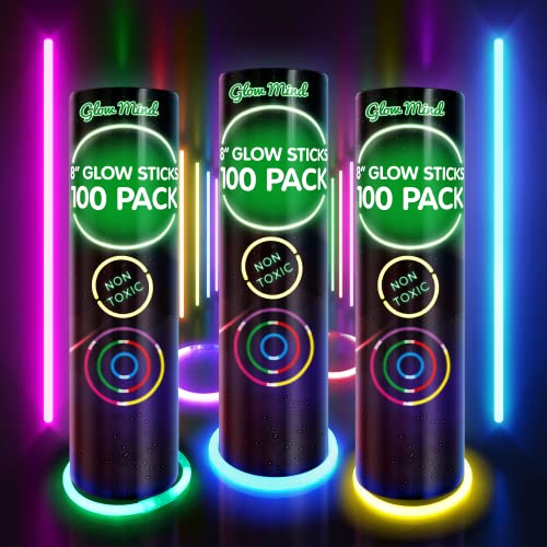 300 Ultra Bright Glow Sticks Bracelets and Necklaces - Halloween Glow in The Dark Party Supplies Decorations - Bulk 8" Glowsticks Party Favors Pack