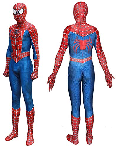 Lkxfz Superhero Bodysuit Costume Halloween Cosplay Costume Adult XX-Large Blue and Red