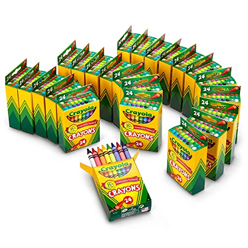 Crayola Crayons Bulk, Classroom Supplies for Teachers, 24 Crayon Packs with 24 Colors may vary