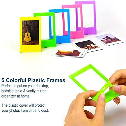 Fujifilm Instax Mini Instant Film (3 Pack, 60 Sheets) 5 Plastic Desk Frames + 60 Sticker Frames + 2 Packs Corner Stickers