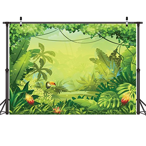 LYWYGG 7x5ft Vinyl Animation Jungle Photography Backdrops Photo Background Kids Photo Studio Props Backdrops Safari Newborn Photography Props Party Backdrop Safari Party Decorations Baby CP-35