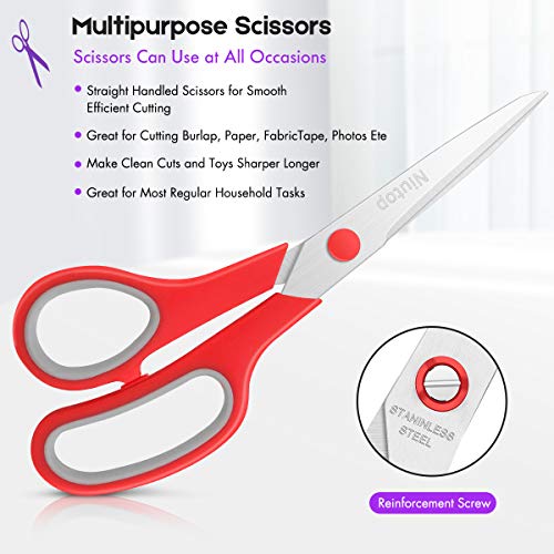 Scissors Bulk Set of 25-Pack, Niutop 8" Multipurpose Sharp Scissors for Office Home High/Middle School Student Teacher Supplies Kit, Soft Comfort-Grip Right/Left Handles, Great For Back to School Gift