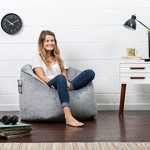 Big Joe Milano Beanbag Chair, Medium, Gray Plush