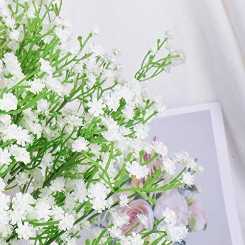 DEEMEI Artificial Baby Breath Gypsophila Flowers Bouquets 15 pcs Real Touch Flowers for Wedding Party DIY Wreath Floral Arrangement Home Decoration (White)