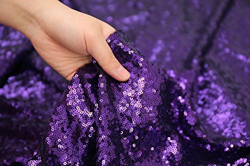 PartyDelight Sequin Tablecloth, Sequin Table Overlay Square, 50"x50", Purple