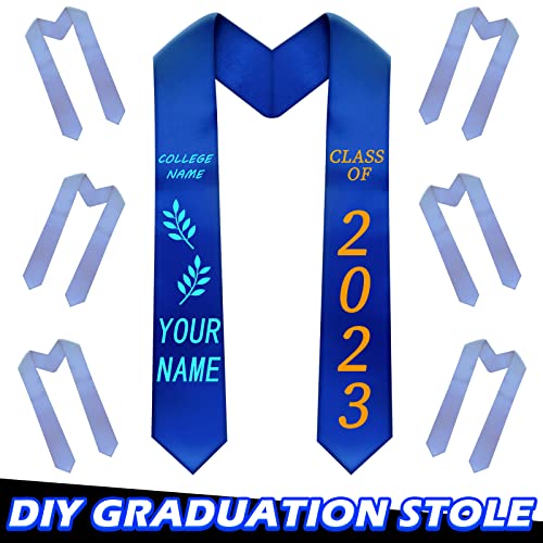 Geyoga 12 Pieces Unisex Graduation Stole Bulk Sublimation Blank Grad Sash Plain Graduate Honor Stole Class of 2023, 70 Inches (Blue)