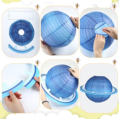 Fontien 8 PCS Planet Paper Lanterns, 12 Inch Outer Space Party Decorations, Solar System Planets Lantern for Kids Space Theme Party Birthday Room Decorations