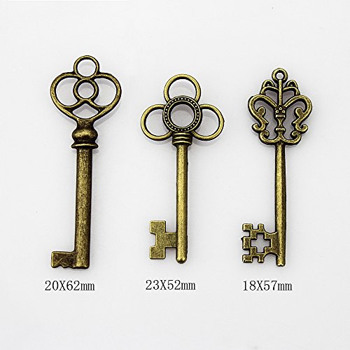 LolliBeads (TM Mixed Set of 30 Large Skeleton Keys in Antique Bronze - Set of 30 Keys