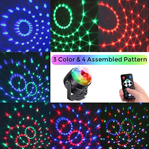 Sound Activated Party Lights with Remote Control Dj Lighting, RGB Disco Ball, Strobe Lamp 7 Modes Stage Par Light for Home Room Dance Parties Birthday DJ Bar Karaoke Xmas Wedding Show Club Pub