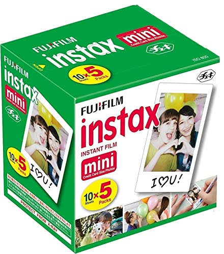 Fujifilm Instax Mini Instant Film, 10 Sheets×5 Pack(Total 50 Shoots)