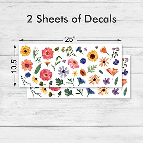 Decalcomania Home Decor Wildflower Wall Decals - Set of 78 Flower Wall Decor Wall Stickers - Wall Decals Peel and Stick Wall Stickers for Kids Bedroom