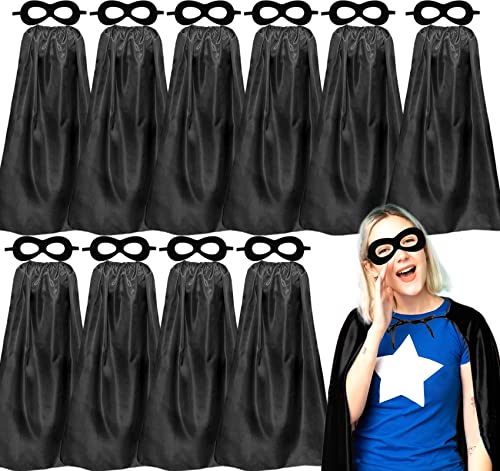 Adults Superhero-Capes and Masks for Women Men Teenagers Super Hero Costumes Halloween Dress Up Party Team Spirit Building, 10 Pack