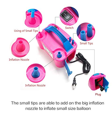 Electric Air Balloon Pump, Portable Dual Nozzle Electric Balloon Blower Air Pump Balloons Inflator for Decoration, Party, Sport,Gifts:2 Balloon Tying Tools