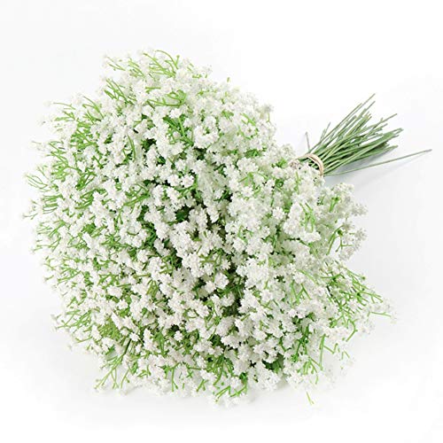 DEEMEI Artificial Baby Breath Gypsophila Flowers Bouquets 15 pcs Real Touch Flowers for Wedding Party DIY Wreath Floral Arrangement Home Decoration (White)