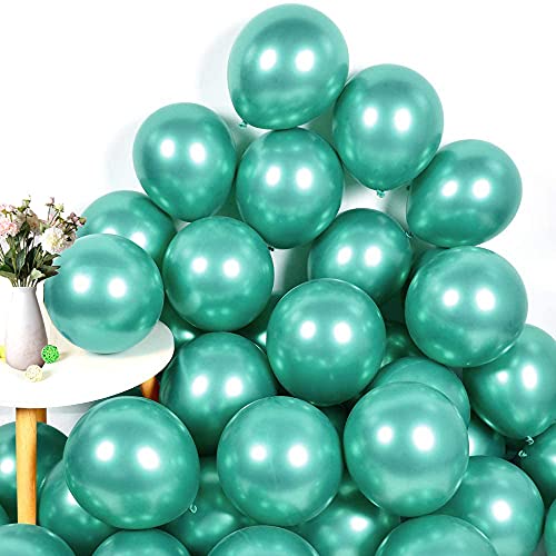 Green Balloons Metallic Chrome Green Balloons 12 Inch Latex Balloons Party Balloons Bady Shower Decoration Balloons Helium Shiny Balloon 50PCS