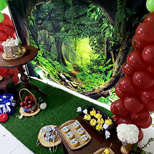 Leowefowa 7x5ft Jungle Forest Backdrop Spring Enchanted Forest Dreamland Dirt Road Background for Photography Lush Woods Kids Adults Shoot Studio Props Wild One VBS Jungle Safari Bday Party Banner