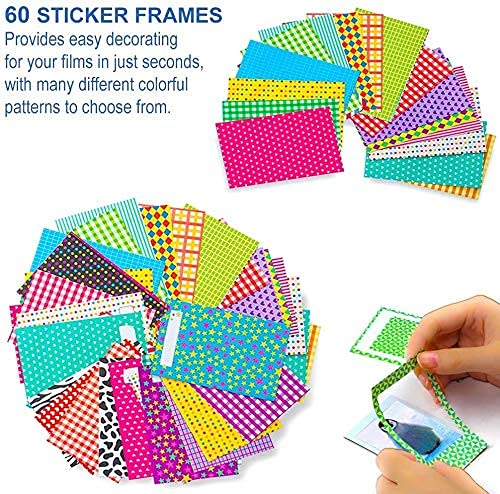 Fujifilm Instax Mini Instant Film (3 Pack, 60 Sheets) 5 Plastic Desk Frames + 60 Sticker Frames + 2 Packs Corner Stickers