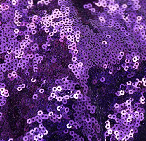 PartyDelight Sequin Tablecloth, Sequin Table Overlay Square, 50"x50", Purple