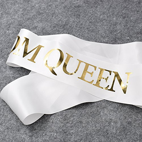 TTCOROCK"Prom King" and"Prom Queen" Sashes - Graduation Party School Party Accessories, White with Gold Print