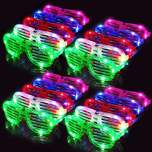 28 Pack Light Up Glasses ,5 Color Glow in the Dark Party Supplies for Kids Adult Birthday Valentine's Day Easter Party Favors Rave Shutter Shades Glasses Neon Flashing Toys