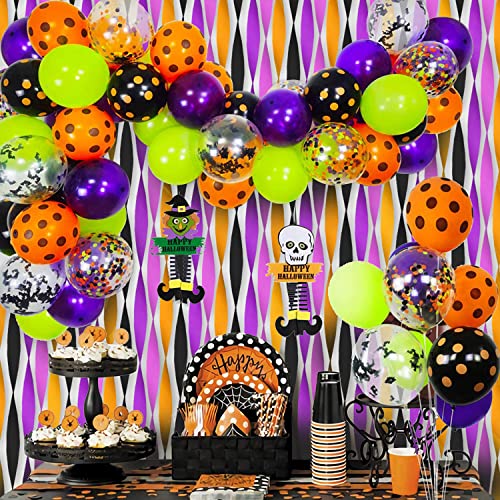 8 Rolls Halloween Crepe Paper Streamers Roll Halloween Theme Hanging Party Halloween Crepe Paper Crafts Decorations Orange Purple Black Backdrops for Birthday Halloween Party Decorations Supplies