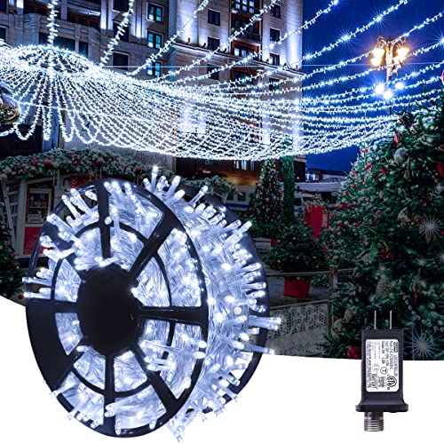 JMEXSUSS 168FT 600 LED Christmas Lights Outdoor Waterproof 8 Modes Indoor Christmas String Lights Cool White Christmas Tree Lights Plug in for Room Bedroom Wedding Party Holiday Christmas Decorations