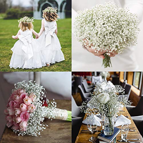 DEEMEI Artificial Baby Breath Gypsophila Flowers Bouquets 15 pcs Real Touch Flowers for Wedding Party DIY Wreath Floral Arrangement Home Decoration (White)