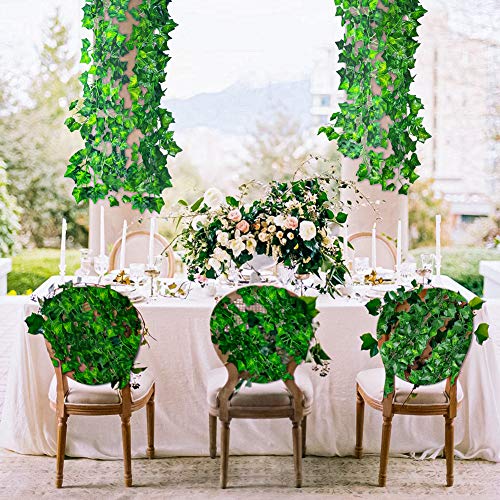 CQURE 36 Pack 252Ft Artificial Ivy Garland, Fake Vines Leaf Garland Green Leaves Fake Plants Hanging Vines Plant Greenery Garland for Bedroom Wedding Party Garden Wall Room Decor