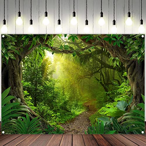 Swepuck 7x5ft Jungle Forest Photography Backdrop Tropical Rainforest Natural Scenery Background Safari Kids Adults Party Decoration Photo Booth Props