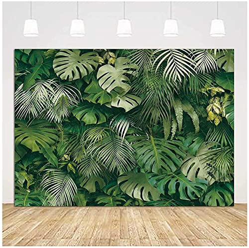 Green Tropical Palm Leaves Picture Photography Backdrop Vinyl 7x5ft Jungle Safari Plants Photo Background for Hawaiian Luau Party Decor Banner Birthday Baby Shower Supplies